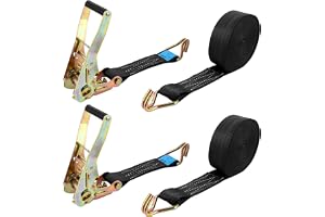 AKOLAFE 2 st 10 m x 5 cm spännremmar med krokar dubbla spännremmar med spärrhake polyester spännband släpvagn svart spärrspän
