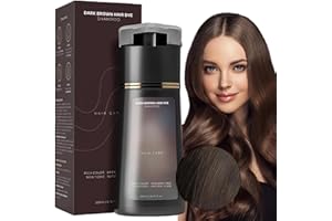 BIGYQIU Hair Dye Shampoo,Hair Colour Shampoo Care,Instant Dye Sham-poo,Ha-ir D-ye Sh-ampoo,Natural Plant H-air D-ye Sham-poo,3 In 1 Ha-ir Dy-e Permanent,Colour Sha-mpoo to Cover Grey H-air,Dark Brown