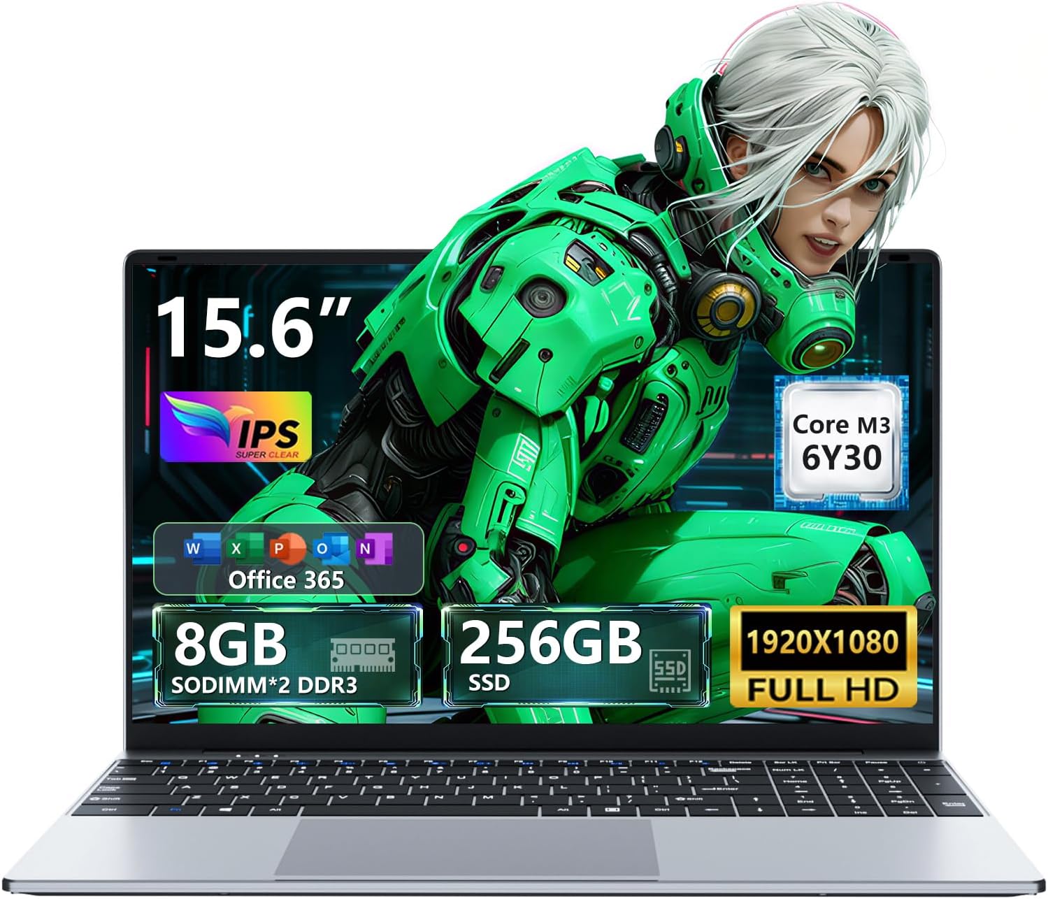 Txxren 15.6 Inch Laptop with Office 365, Core M3-6Y30 Processor 8GB RAM 256GB SSD, Notebook IPS 1920 x 1080P Win 11, USB3.0 * 2, Mini HDMI, Wi-Fi 5, BT4.2 Laptops Computer