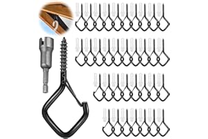 YAMAIDUO 35 Pezzi Ganci a Vite, Nero Gancio Occhielli a Vite in Acciaio Inossidabile con Dispositivo di Sicurezza, Ganci a Viti per Legno per Appendere Cornici Campanelli Eolici Luci Cesti di Piante