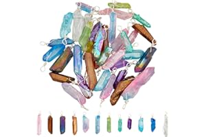 DICOSMETIC Ciondoli al quarzo naturale Ciondolo di cristallo del quarzo Chakra Ciondolo in pietra galvanizzato Gemme spirituali Pendenti per collane Bracciali Gioielli Fabbricazione, Pietra