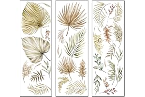 quiodok 3 PCS Large Palm Leaf Wall Stickers Tropical Leaves Flowers Wall Stcikers Peel and Stick Palm Leaf Plants Wall Stickers Palm Material Sticker for Bedroom, Living Room, Corridor