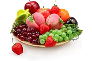 Lorigun Paquete de Frutas Falsas, Frutas Artificiales para decoración, Simulación de Frutas Falsas para sesión de Fotos, Manzanas Artificiales Melocotones Uvas Fresas, 13 Piezas/Set