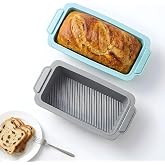 Romon Silicone Molds Set, 2 Rectangular Silicone Baking Molds with Non-Slip Handles, Easy to Demold and Store for Bread, Toas