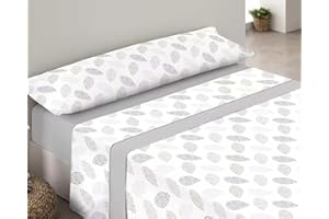 DECODEKO Juego de Sábanas Pirineo Termica 3 Piezas - Sábanas de Otoño/Invierno Tejido Polar, Bajera 135x190cm, Encimera de 210x260cm y una Funda Almohada 45x155cm(Gris, Cama 135)