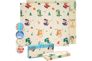 Babify Alfombra de Juegos para Bebé Dino, Colchoneta niños plegable, con bolsa de transporte, tapete impermeable XPE no toxico.