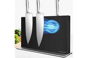 Rekehome Bloc à couteaux magnétique sans couteau, noir, 40 cm, porte-couteaux magnétique en acier inoxydable 304, support magnétique puissant des deux côtés, pour une cuisine bien rangée