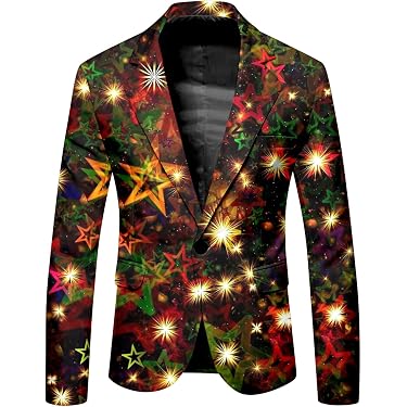 Veste Costume Noël Homme - Blazer Déguisement Père Noël 3D, Coupe Droite, Pour Fêtes Et Soirées à Thème - 4