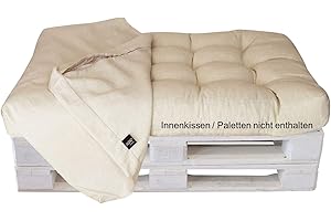 LILENO HOME Funda de cojín para palé, color beige, funda de repuesto para asiento de 120 x 80 x 16 – 20 cm – Funda acolchada para palés europeos – Cojín para palés exterior funda para muebles de palés