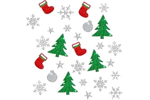 Wishstar Adesivi Natale, 10 Fogli Adesivi Natalizi Stickers, Adesivi Natale Decorative per Albero di Natale, Palla Neve, Fiocco Neve, Stivali Natale