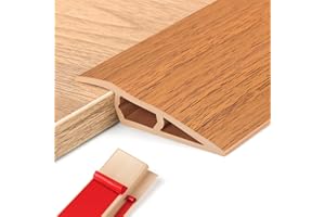 ANKEKOLYSTAR Perfil de Transición para Suelo, Perfil Transición Suelo Desnivel de, PVC Tapajuntas Suelo Adhesivo (Madera Amarilla, 5~10mm(H),1M(L))