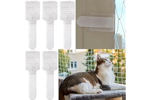 ehomiiii Juego de 50 ganchos adhesivos, red de protección para gatos para exteriores para balcones sin taladrar, fácil de instalar, universal para seguridad de balcones y ventanas