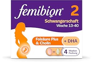 ‎FEMIBION Femibion 2 Schwangerschaft, Tägliches Nahrungsergänzungsmittel für SSW 13-40, Mit Folsäure Plus(*3), Cholin, DHA, 4-Wochen-Pack, 2x 28 Stück