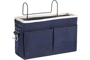 HNJKJEU Tasche da Letto Appendibile con Gancio Borsa da Comodino per Organizer Sospesa Portaoggetti da Letto Appendibile Pratici Accessori per Il Letto Adatto per Letti a Castello Lettino Bambini (Blu Scuro)