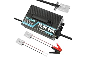 KAISAL 14.6V 40A Chargeur de Batterie LiFePO4, 12V Chargeur de Batterie Lithium 40A Chargeur de Lithium LiFePO4, pour Bateau, Moteur de Trolling, Camping, énergie Solaire