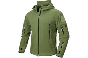 CARWORNIC Men's Tactical Fleece Jacket Warm Military Hooded Jacket Outdoor Sport Hiking Coat with Multi-pocket