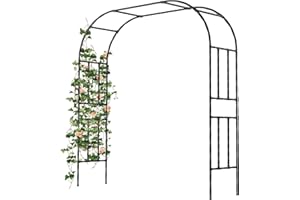 Caroeas Metal Garden Arch with 20mm Thickened Galvanized Steel Tubes, Rust-Resistant rose arch, 180cm Wide x 240cm High, Ideal for Climbing Plants and Outdoor Decoration as Garden Archway or Trellis