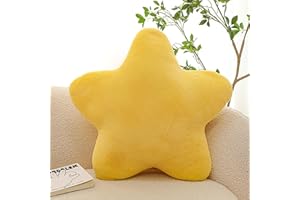 HAILMKONT Kuschelkissen Kinder Sternkissen, Weiche Flauschige Sternform Zierkissen Sofakissen, Kuschelkissen in Stern Form, Plüsch Kissen Dekokissen für Kinderzimmer Schlafzimmer Deko (40cm, Milchgelb)