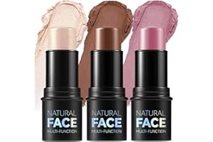 SONGQEE 3 Stück Contour Highlighter Blush Sticks - Lang anhaltende wasserdichte Creme-Konturenstifte Rouge Gesicht Make-up - Bronzer Contour & Shimmer Pearl Highlighter für Wangen & Lippen (A Set)