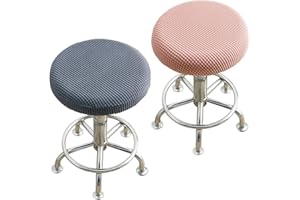 CHmiss 2 Pcs Coprisgabello Rotondo,Copri Sgabelli Rotondi Antiscivolo,Copri Sgabello Rotondo Alto,Fodere per Sgabello da Bar,per Sedie da Ufficio, Sgabelli Bar,Sedie da Pranz(Grigio, Rosa)