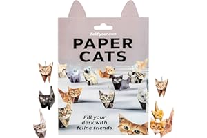 DREAKU Paper Cats Origami Kit, 50 Sheets DIY Fold Your Own Paper Cat Figures, Creative 3D Cat Craft Activity for Adults & Kids, Unique Cat Lover Gift & Desk Decoration