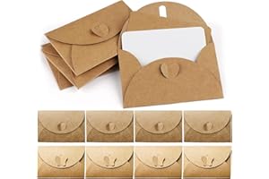 IOPYKKOA 20 Buste di Carta Kraft con 20 Carte di Carta Bianca, Mini Buste con Chiusura a Cuore Farfalla per Carte Regalo Graffiti Fai da Te