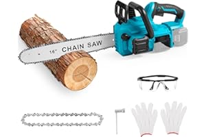 PANTHEM Sega a catena a batteria, 41 cm/16 pollici, 1800 W, compatibile con Makita 18 V x 2 (senza batteria), motosega elettrica senza spazzole, sega a mano, lunghezza di taglio per giardino