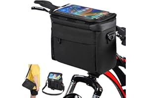 flintronic Bolsa impermeable para cesta de bicicleta con pantalla táctil delantera y correa de hombro extraíble