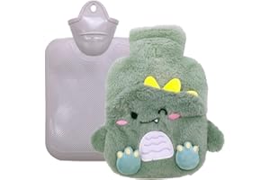 OCDSLYGB Hot Water Bottle with Cover,Dinosaur Plush Hot Water Bottle Hot Water Bag with Hand Warmer Cover Removable and Washable for Kids, Boys, Girls