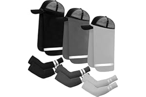 FUNTERY 6 Pcs UV Sun Protection Neck Drape for Hat with Cooling Arm Sleeves UV Neck Flap Drape Neck Gaiter UV Cover for Men Women