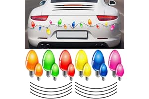 BLULU 20 Pieces Reflective Christmas Car Magnets Set, 12 Pieces Xmas Holiday Christmas Lights Bulb Magnet Set for Xmas Holiday Winter Party Car, Garage, Mailbox, Refrigerator Decal with 8 Magnet Wire