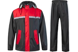 KTWOLEN Traje de Lluvia Reflectante Impermeable Traje de Agua para Hombre Completo Conjunto de Chaqueta y Pantalón de Lluvia Ropa de lluvia de Alta Visibilidad