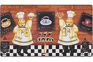 RECYCO PVC Kitchen Mats 44X76cm,Non Slip Waterproof Kitchen Floor Mats,Anti-Fatigue Kitchen Rugs Washable Cushioned Kitchen Runner Rug for Home & Office,Chef Brown