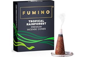 Fumino Coni di Incenso Fresco Fragranza Foresta Tropicale, 20 per Scatola, Masala, Agarbatti, Joss Fragranze per Relax, Meditazione e Per la Casa e L'arredamento
