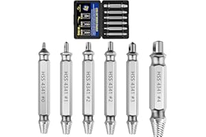 Nuovoware Extracteur de vis endommagées, 6 PCS Extraction facile des vis, écrous, boulons et mèches, Kit extracteur de vis HSS 4341, idéal pour le bricolage et les réparations à domicile, Argent