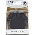 PME BC819 Metallic Foil Lined Cupcake Cases-Pack of 30, Paper, Jet Black