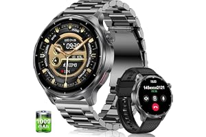 Military Smart Watch for Men-1000mAh Battery, 2 Straps, 1.52" HD Rugged Smartwatch with BT Calling, 120+ Sports Modes, Heart Rate Sleep Monitor, IP68 Waterproof Fitness Tracker for Android iOS, Black