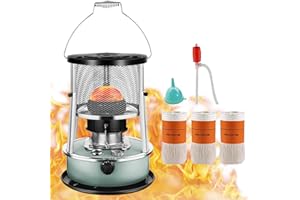 SUAIIOLK Lanterne de Chauffage à Pétrole avec mèche 0,25 l/h Jusqu'à 18 Heures - capacité Réservoir : 4,6 l, pour les environnements jusqu'à 18 m² (4,6L, Green)