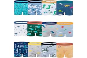 JackLoveBriefs Calecon Enfant Boxer Enfant Garcon Dinosaures Coton Lot de 12,1-13 Ans