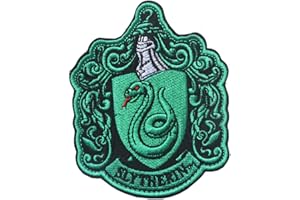 TOPPATCH House of Gryffindor Crest Slytherin Ravenclaw Huflepuff Hogwarts Embroidered Patch Emblem Applique with Hook and The Loop (Green)