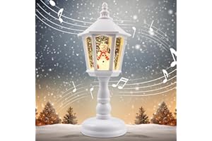 SZHHRXI Weihnachts Schneelaterne mit Musik, Schneekugel Laterne Weihnachtskerze, Vintage Weihnachten Wasser Glitzernde Verschneiter Globus Nachtlicht, LED Schneekugel Weihnachtslaterne Dekoration (weiß)