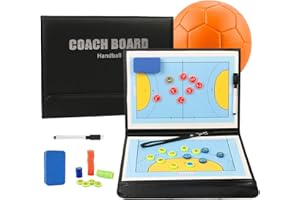 Joyeee Tableau Tactique de Handball Magnétique pour Entraîneur Pliable Professionnel Tableau Handball Coaching avec Stylo Gomme Aimants Accessoires pour Coach Entraînement Compétition Sports