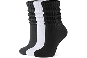 CLOSEMATE 3 Paires Chaussettes Femme 35-38 39-42 Mi-mollet en Coton Souples Chaudes pour Baskets Bottes en Blanc Noir Gris