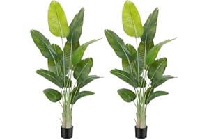 Keeplush Planta Artificial Ave del Paraíso 180 cm Planta Artificial Interior Alta con 13 Hojas, arbol Artificial Exterior Grande para Interior Casa salón Oficina dormitorios Jardín verandas (2Pack)