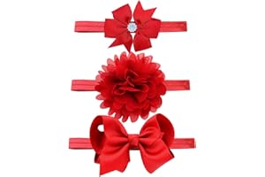 Yueshop 3pcs/Set Baby Kids Girls Bowknot Headband Toddler Elastic Hair Band Headwear Bow for Newborn Infant Toddlers (Red)