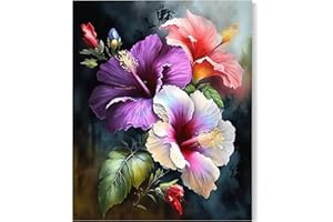 Gutluz Paint by Numbers for Adults Beginners Canvas Flowers - Paint by Numbers - DIY Painting by Numbers Gifts for Adults and Children - with Brushes Acrylic Pigment 40 × 50 cm Frameless