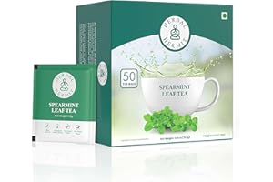 HERBAL HERMIT Spearmint Tea Bags (50 count) with 100% Pure Natural Spearmint Leaves| Non GMO, Caffeine Free Herbal Tea in Individually Wrapped Tea Bags