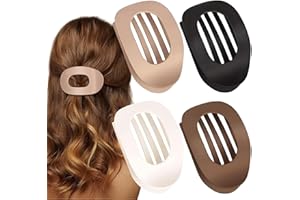 VivaSmile 4 PCS Flat Hair Clips for Women, Curved Design Duckbill Hair Clips for Lying, Driving - Matte Strong Hold Hair Claw Clips for Thin, Thick Hair, Hair Accessories for Women and Girls (Neutral)
