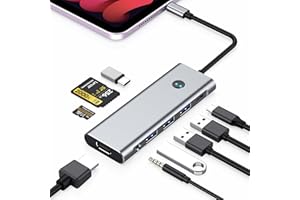 BKELHS USB C HUB 4K 60Hz for iPad Pro 9-in-1 Adapter iPad Pro 12.9 11 inch iPad Air 5 4 Docking Station with 4K HDMI, 100W PD, SD/TF Card Reader, USB 3.0, 3.5mm Audio Jack, Type C Data, iPad Mini 6
