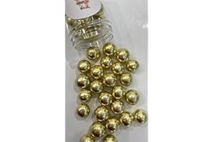 CAKE N BAKE 20mm Extra Large Shimmer Chocolate Balls Edible Cupcake Cake Topper Sprinkles (Metallic Gold, Small Tub)